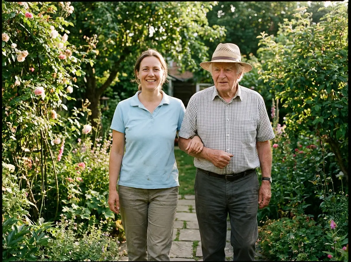 A Mary Angels caregiver supporting a senior at home